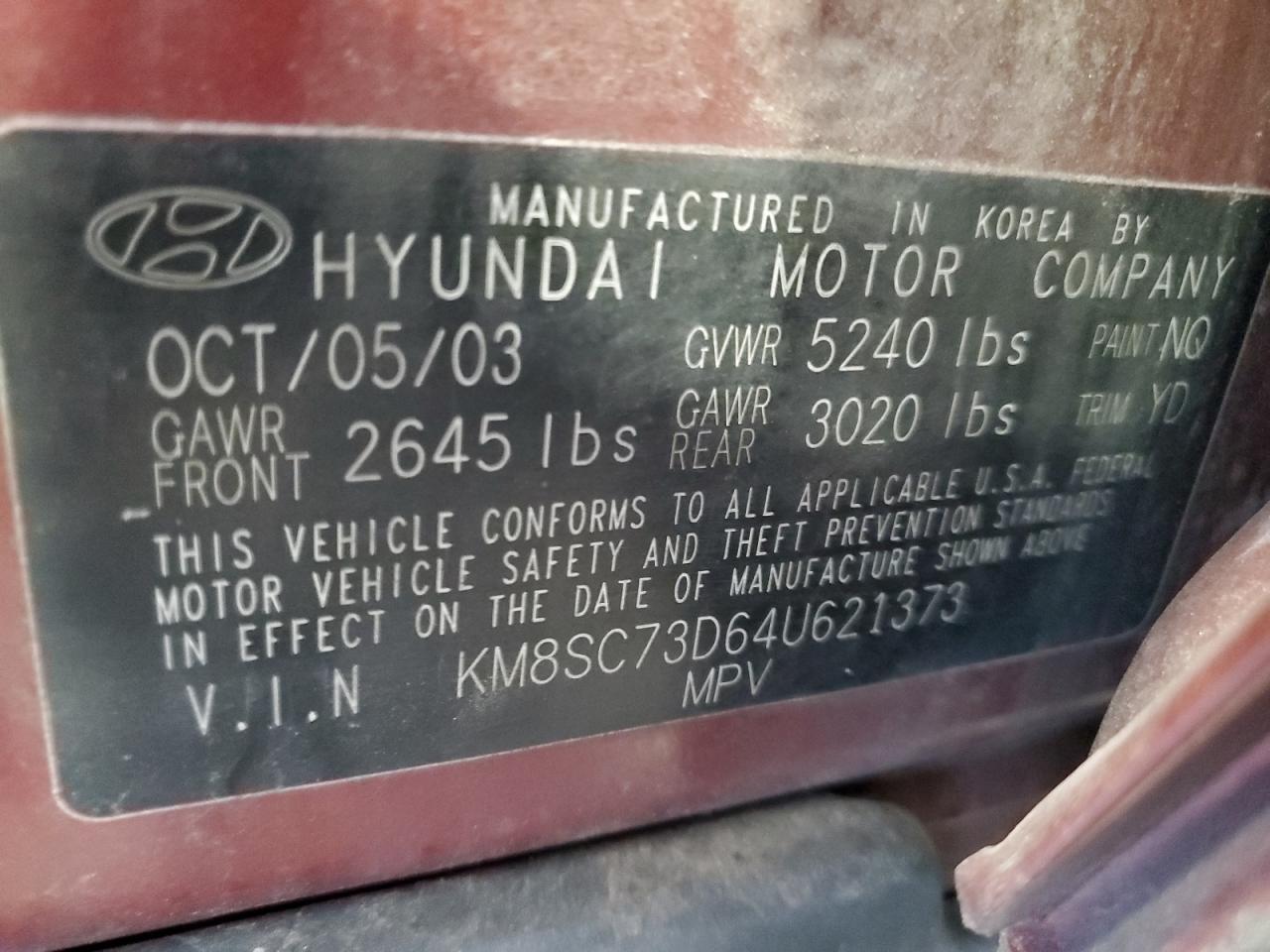 2004 HYUNDAI SANTA FE