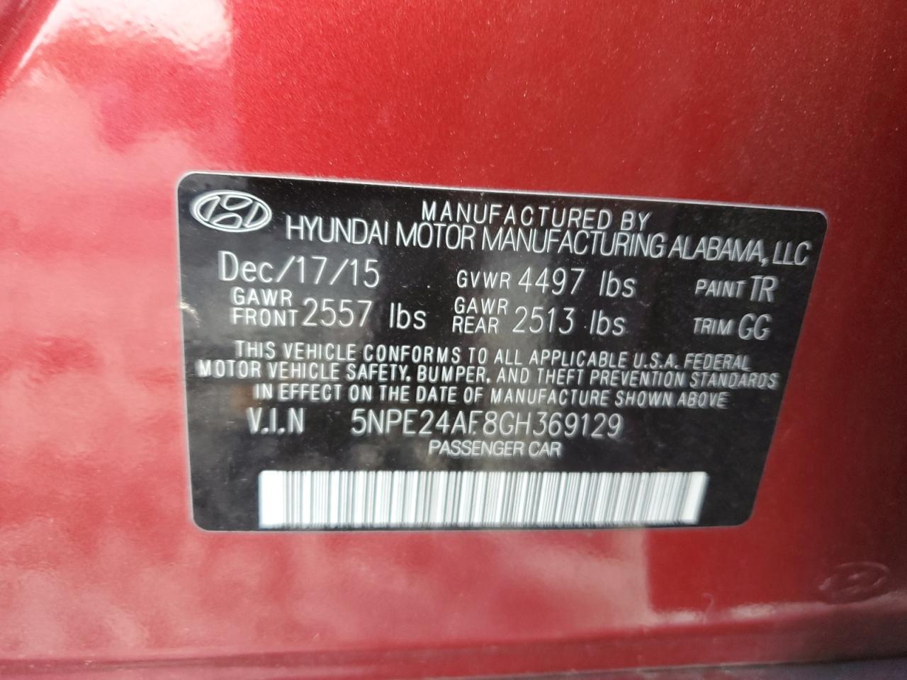 2016 HYUNDAI SONATA