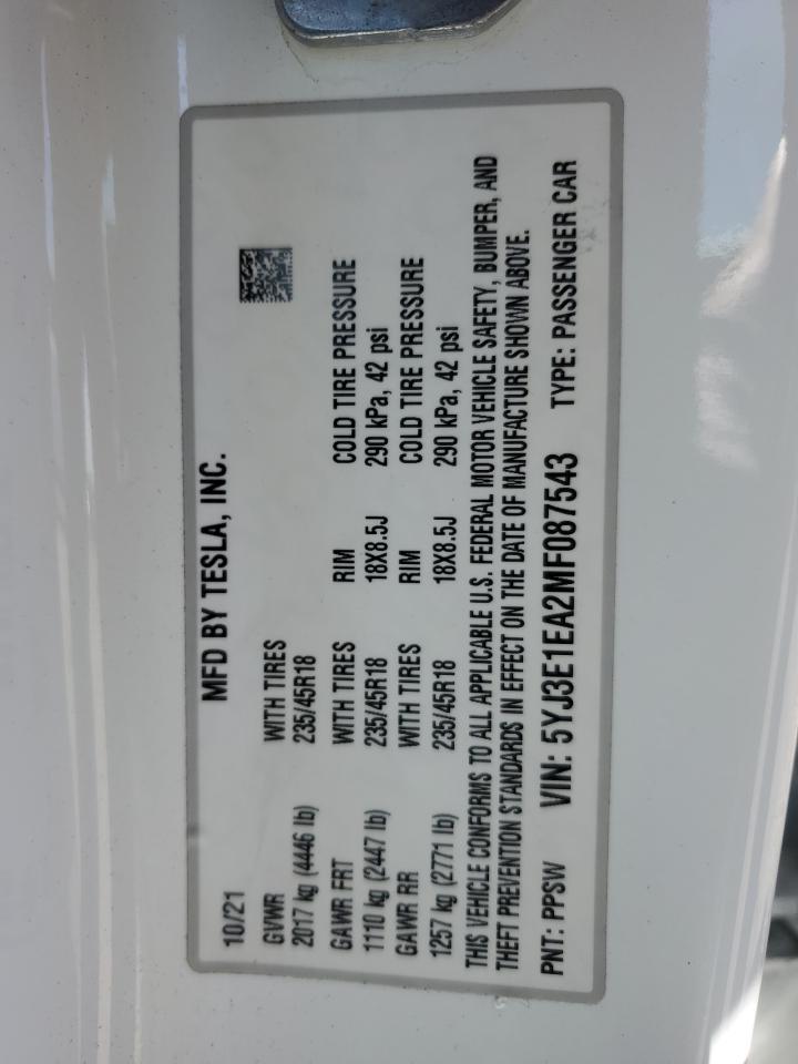 2021 TESLA MODEL 3