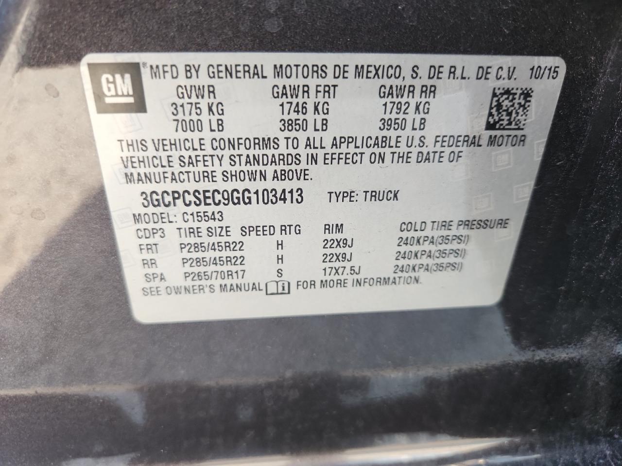 2016 CHEVROLET SILVERADO 1500