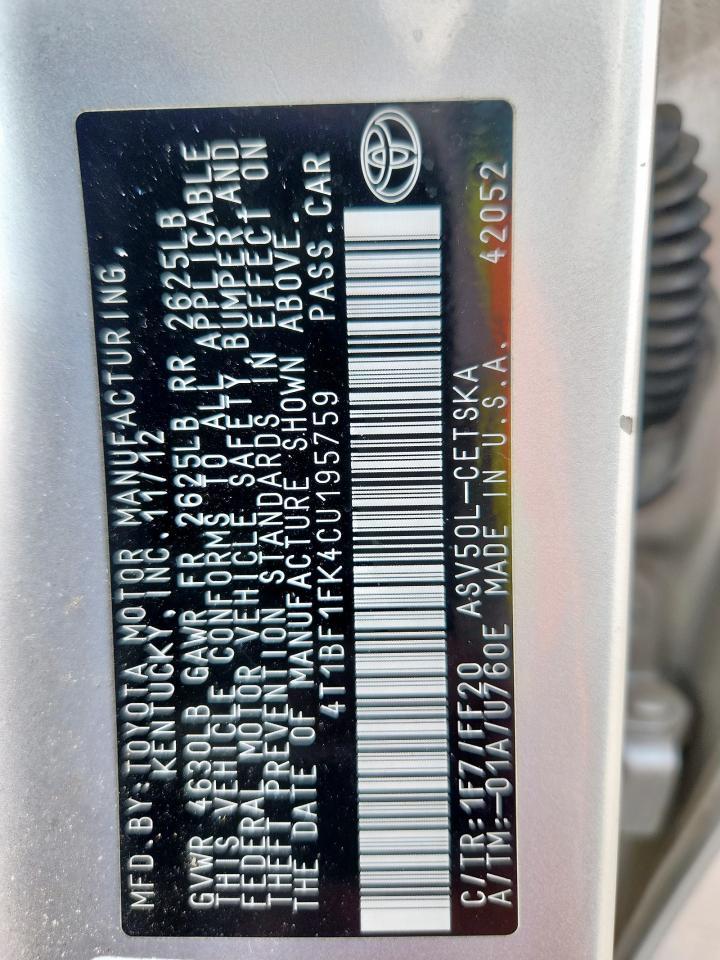 2012 TOYOTA CAMRY
