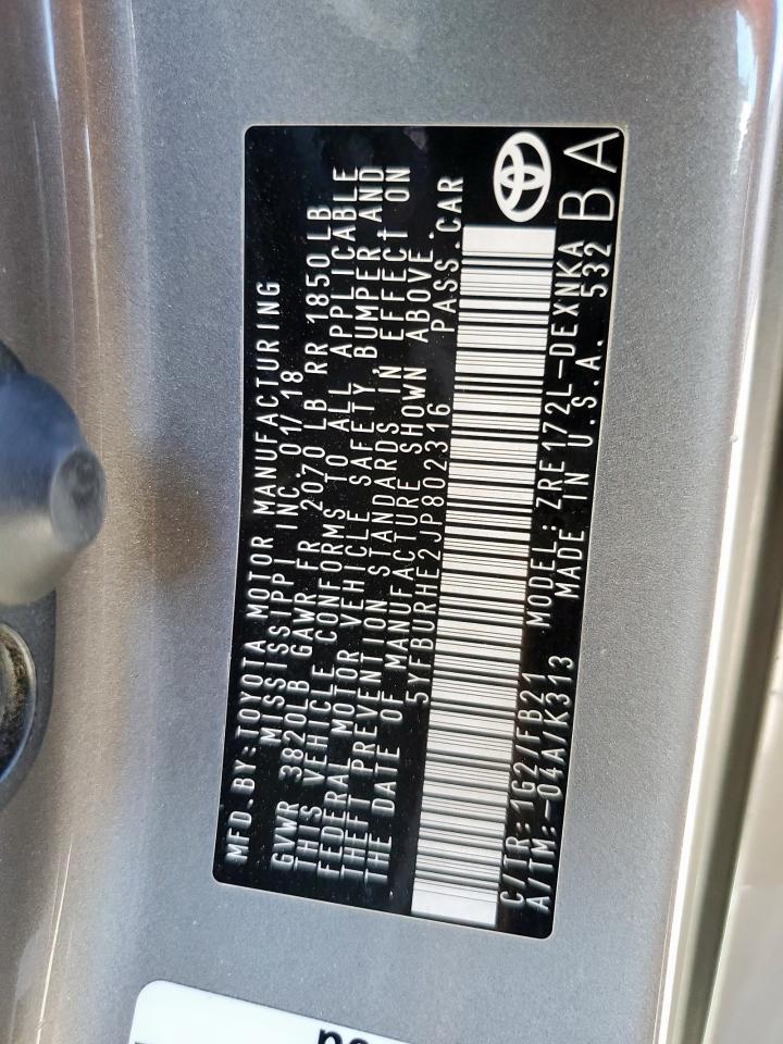 2018 TOYOTA COROLLA