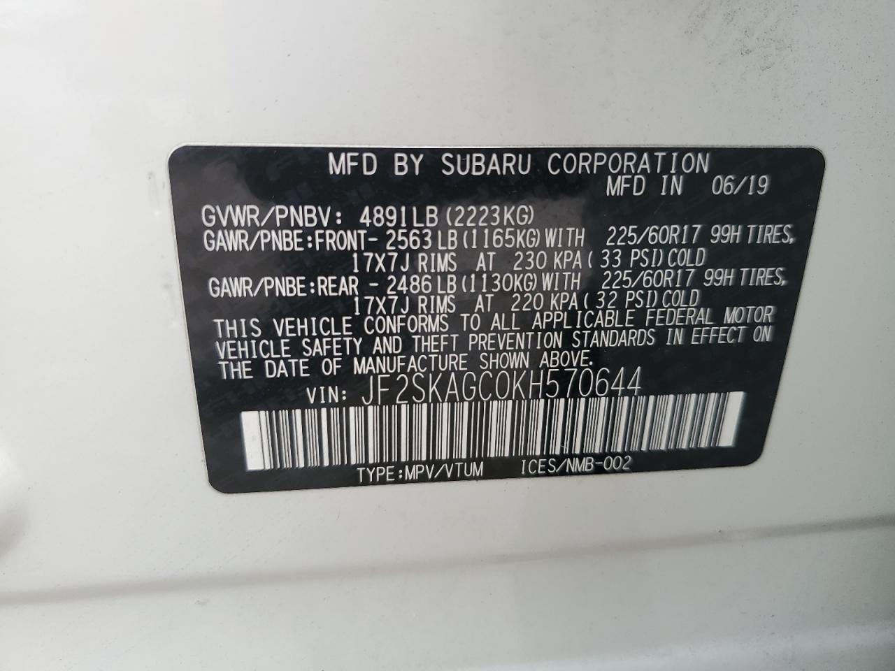 2019 SUBARU FORESTER