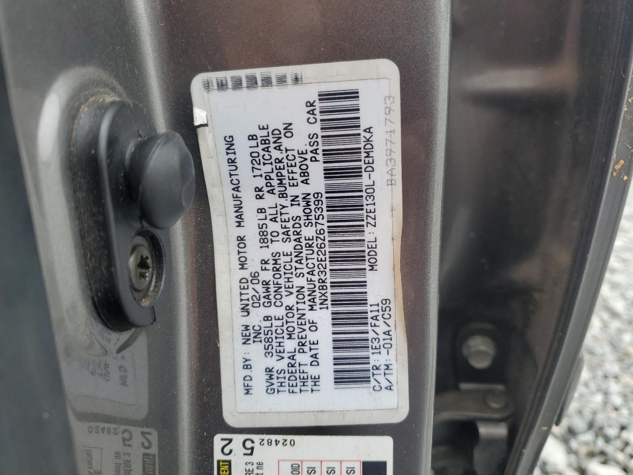 2006 TOYOTA COROLLA