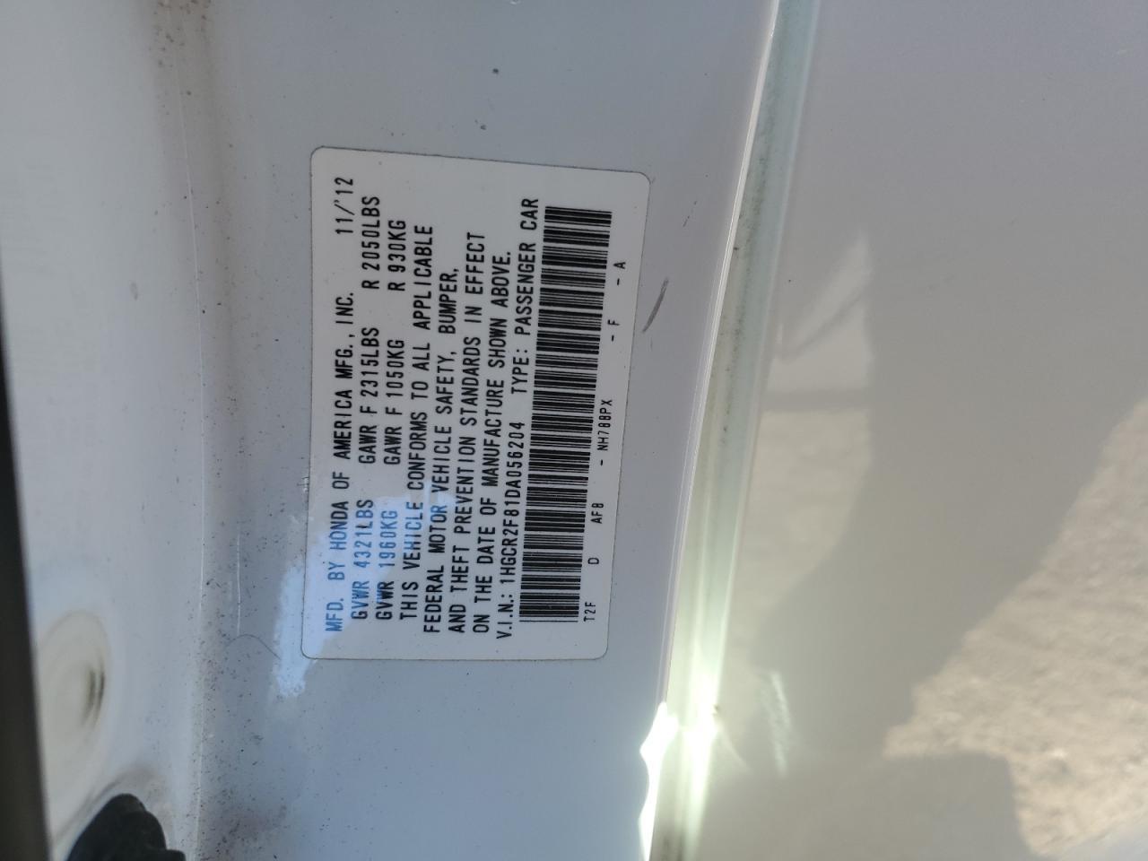 2013 HONDA ACCORD