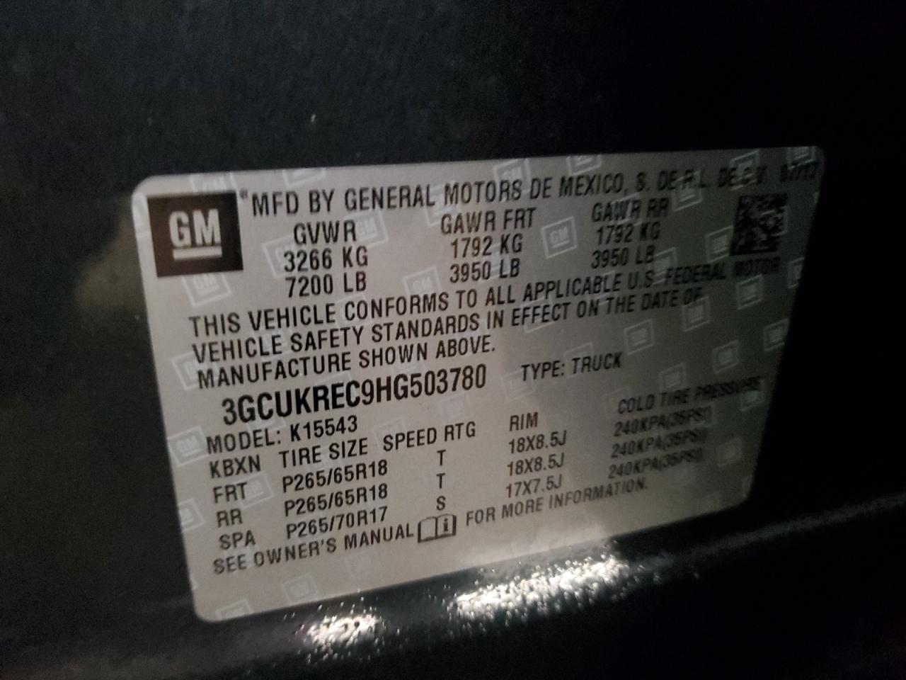 2017 CHEVROLET SILVERADO 1500