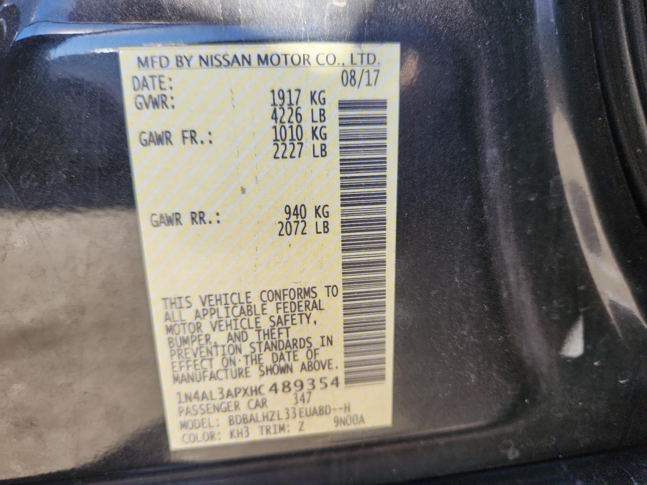 2017 NISSAN ALTIMA
