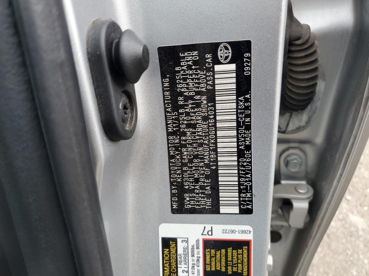 2016 TOYOTA CAMRY