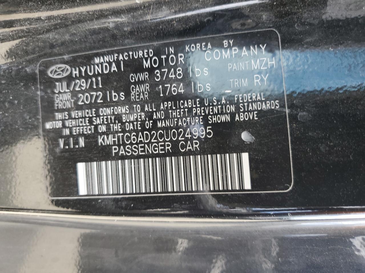 2012 HYUNDAI VELOSTER