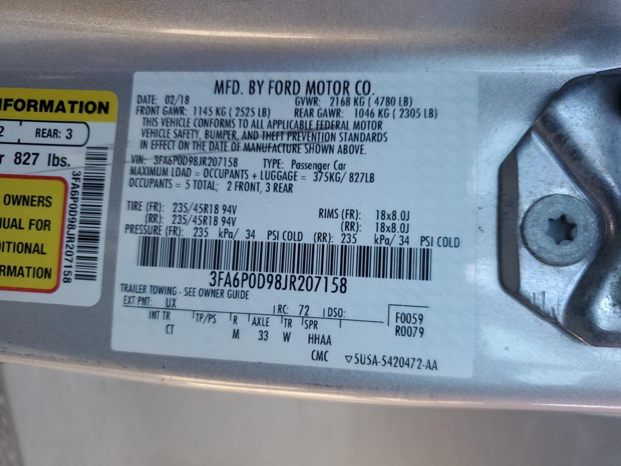 2018 FORD FUSION