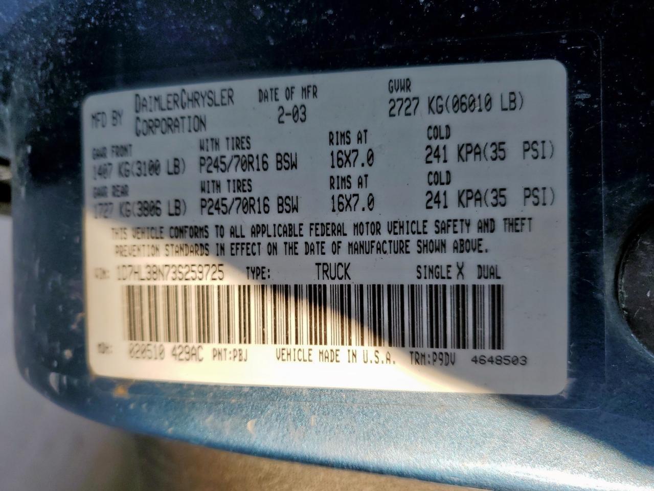 2003 DODGE Dakota