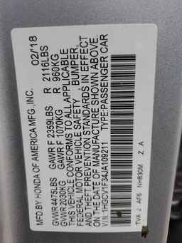2018 HONDA ACCORD
