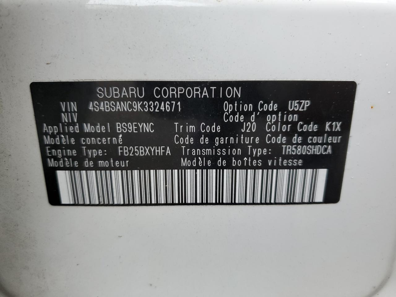 2019 SUBARU Outback