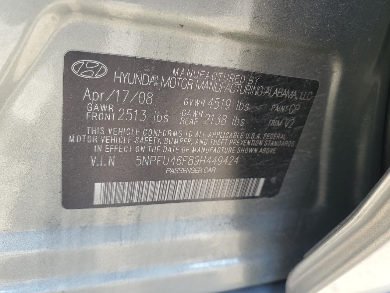 2009 HYUNDAI SONATA