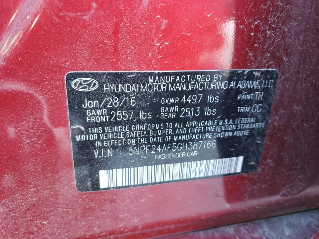 2016 HYUNDAI SONATA