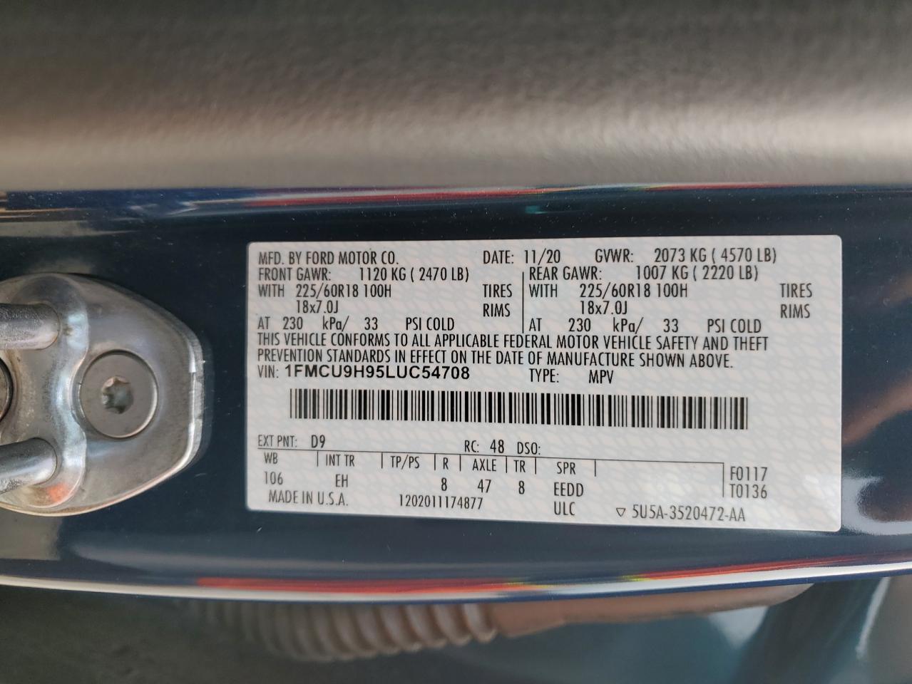 2020 FORD ESCAPE