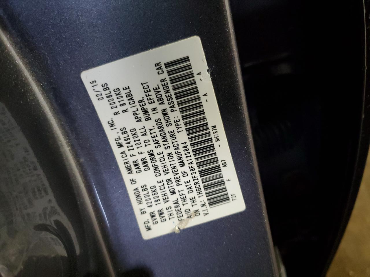2015 HONDA ACCORD