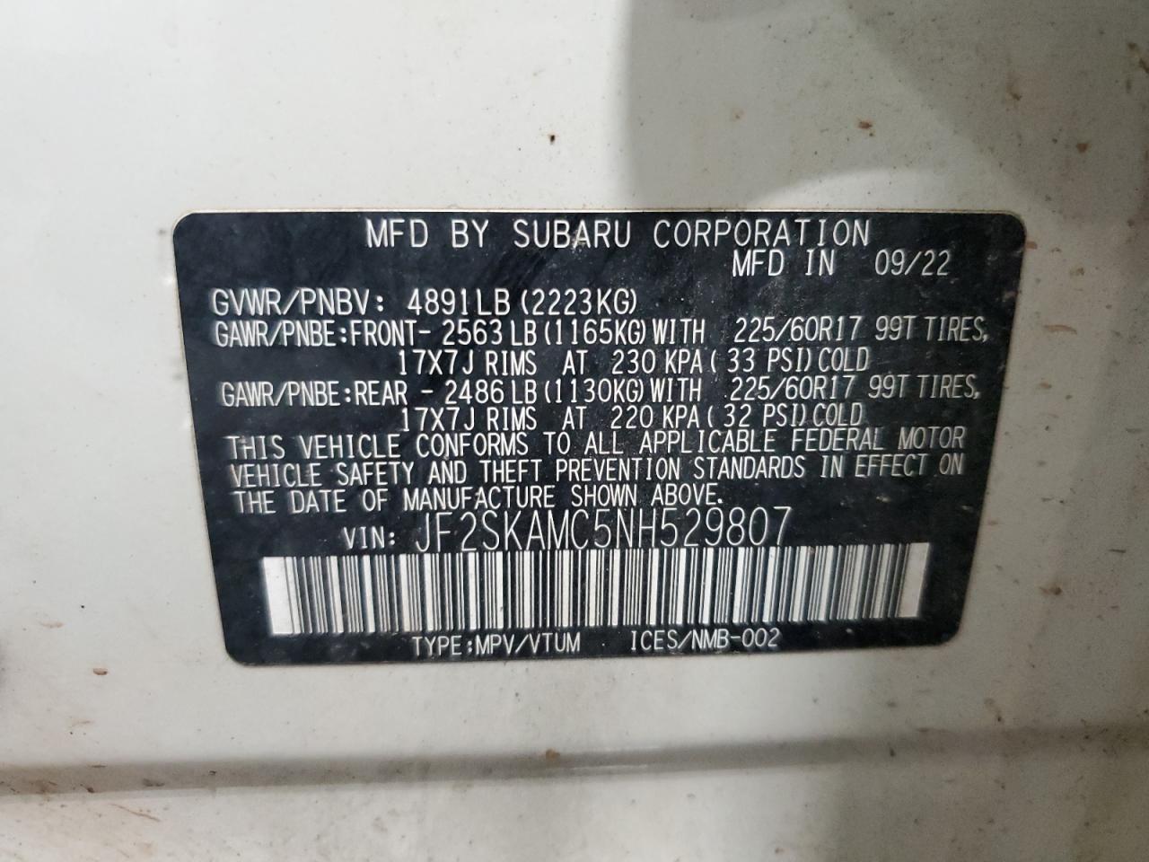 2022 SUBARU FORESTER
