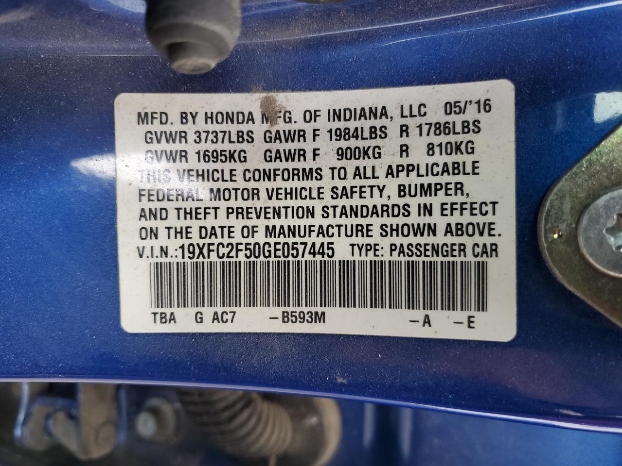 2016 HONDA CIVIC