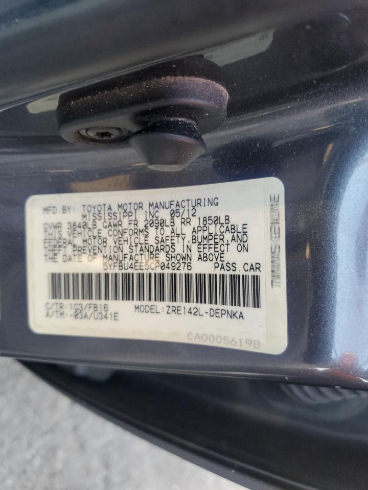 2012 TOYOTA COROLLA