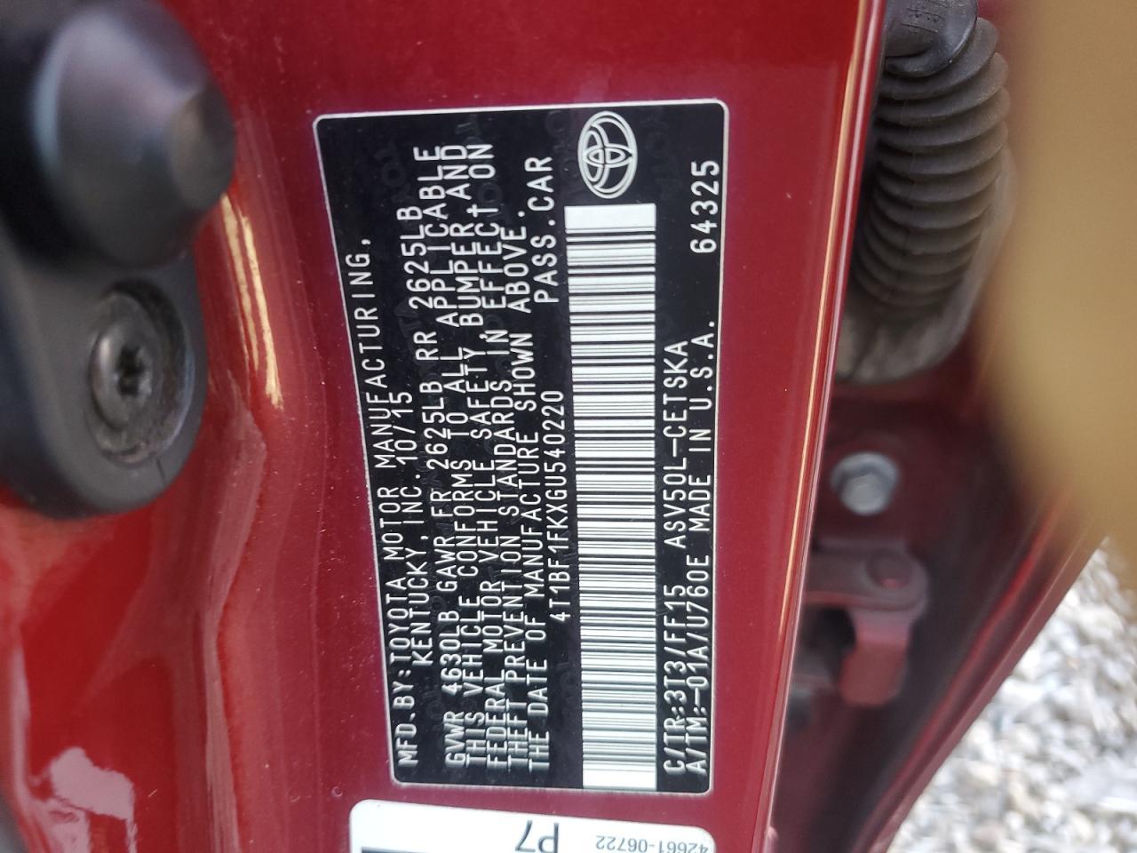 2016 TOYOTA CAMRY