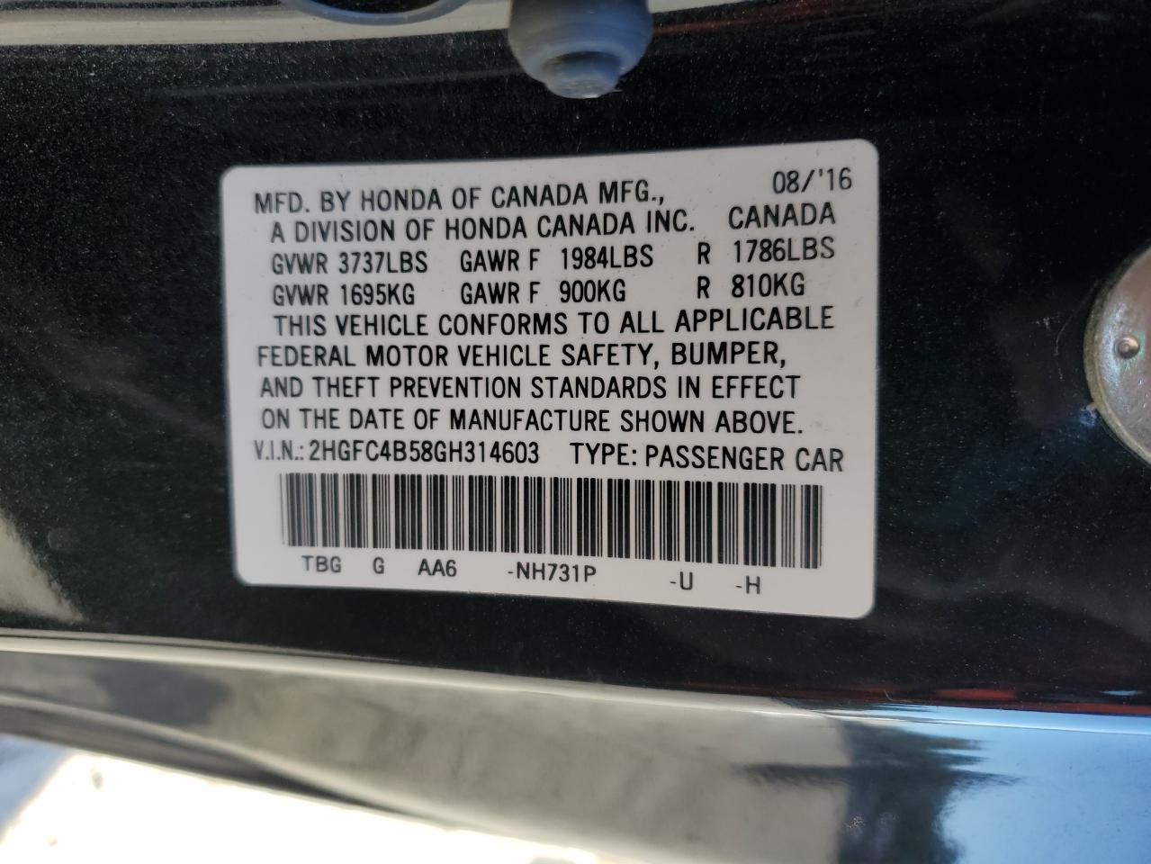 2016 HONDA CIVIC