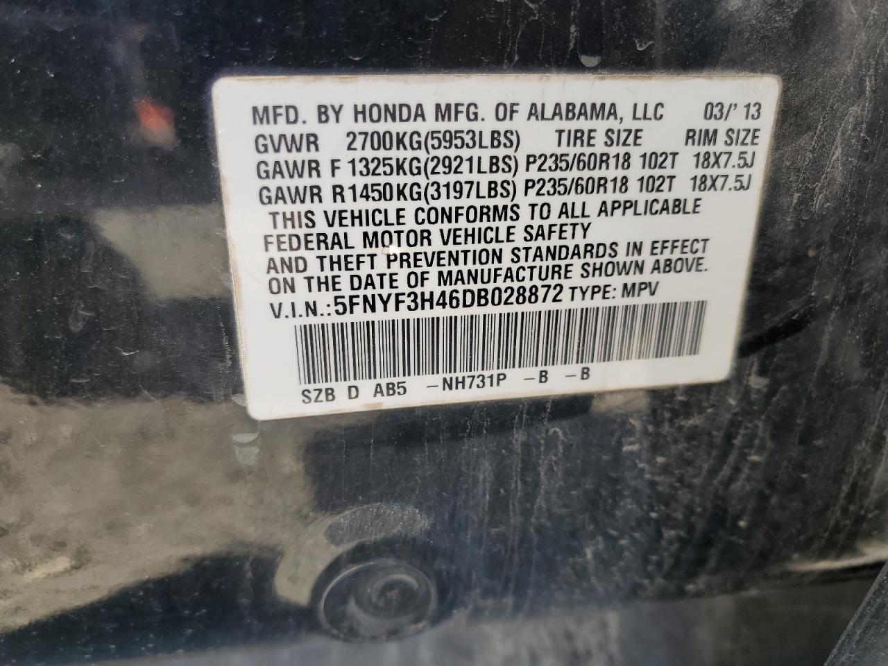 2013 HONDA PILOT