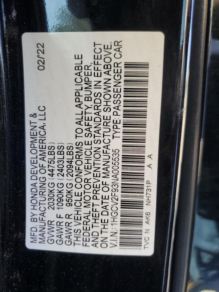 2022 HONDA ACCORD
