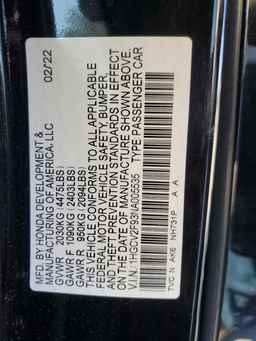 2022 HONDA ACCORD