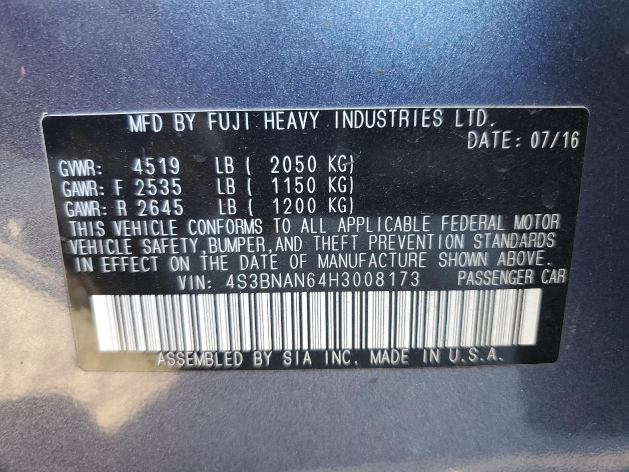 2017 SUBARU Legacy