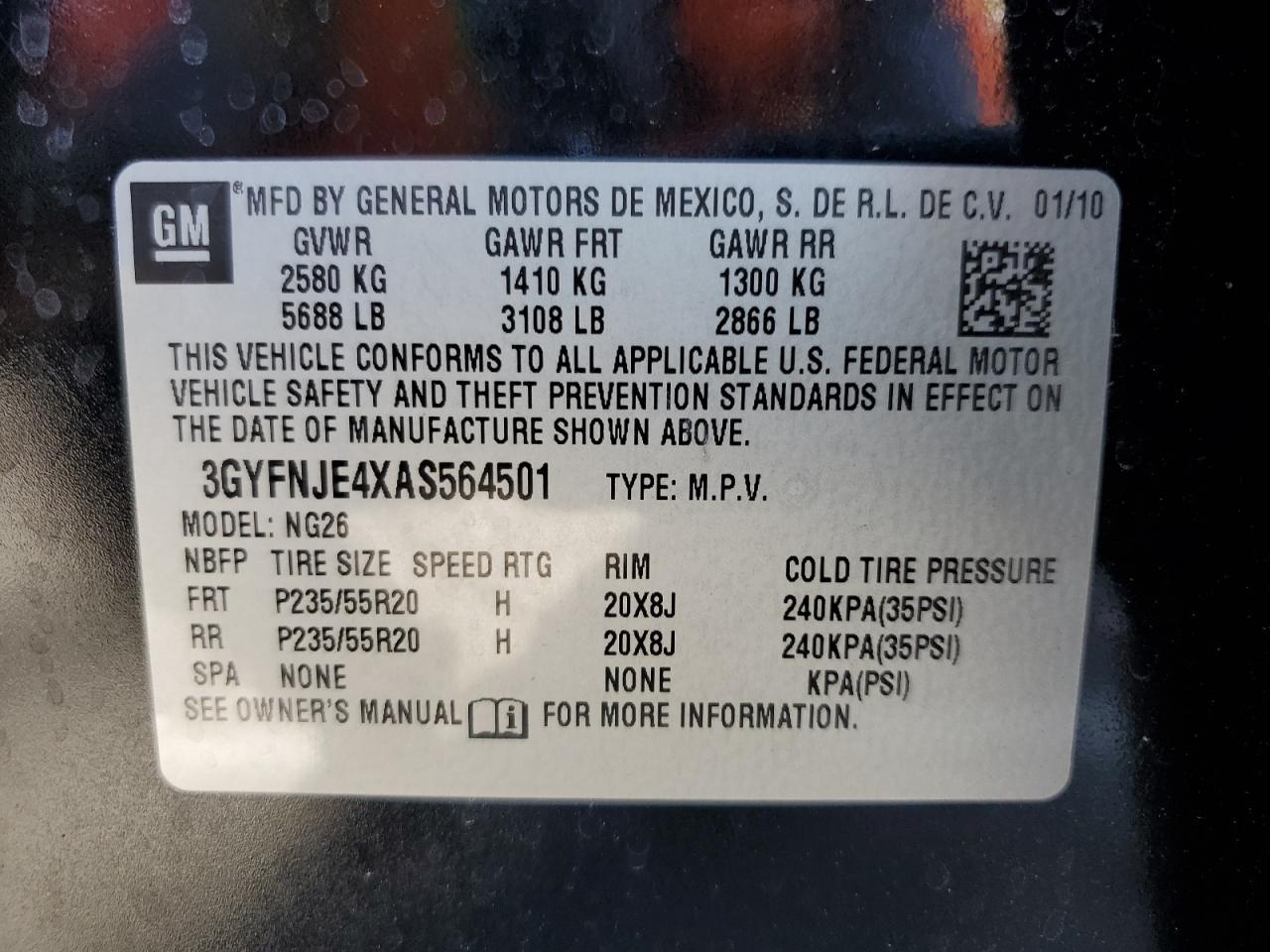 2010 CADILLAC SRX