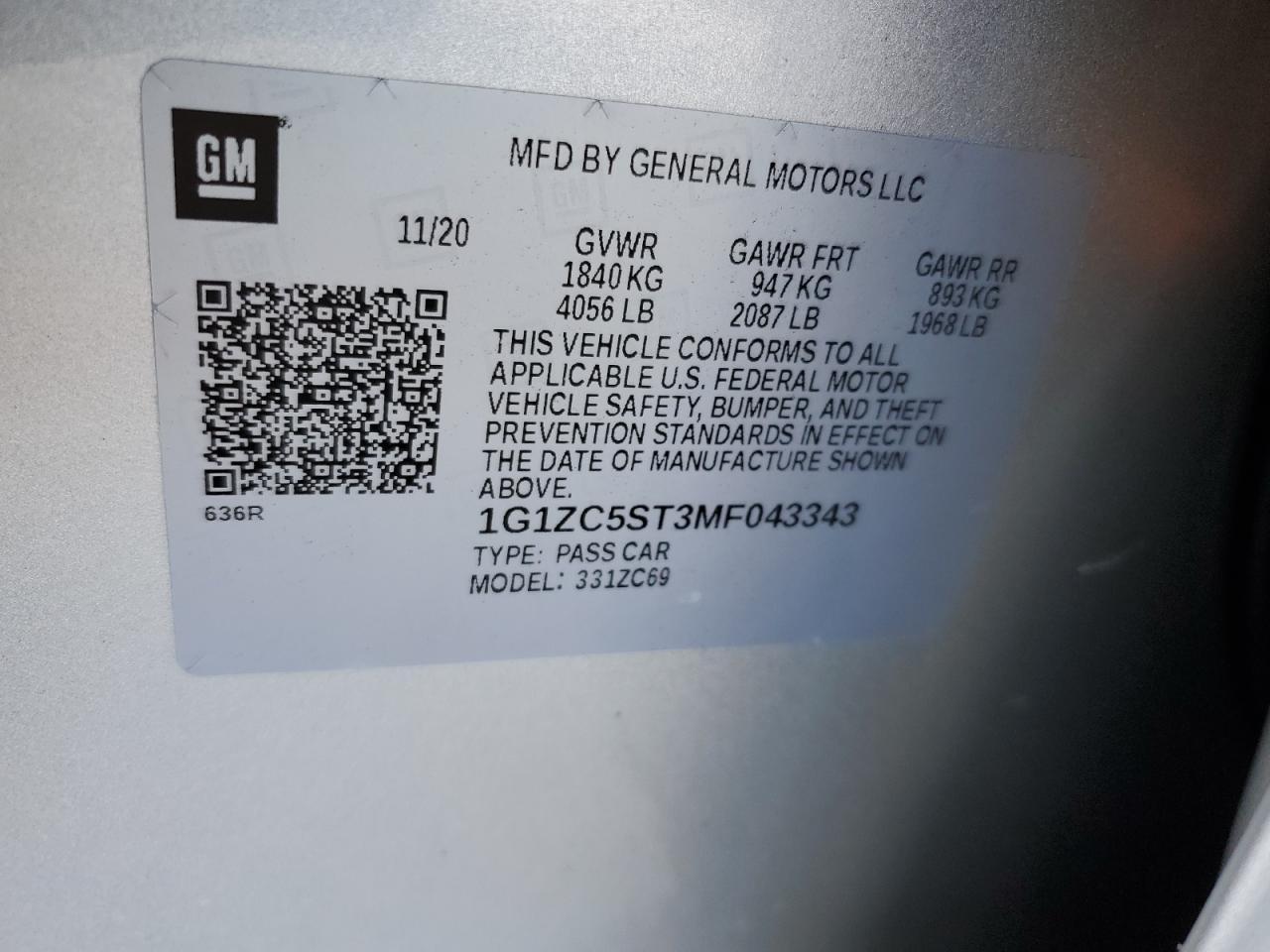 2021 CHEVROLET MALIBU
