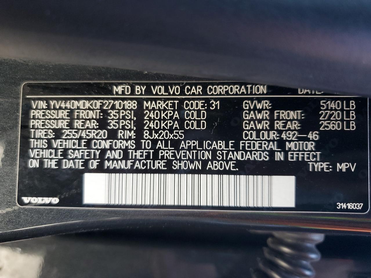 2015 VOLVO XC60