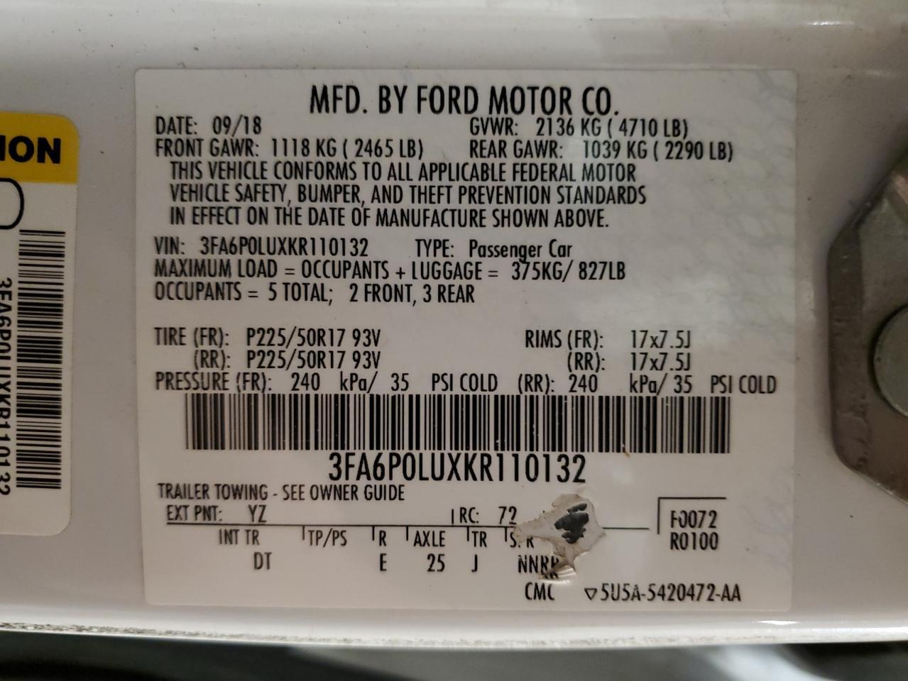 2019 FORD FUSION