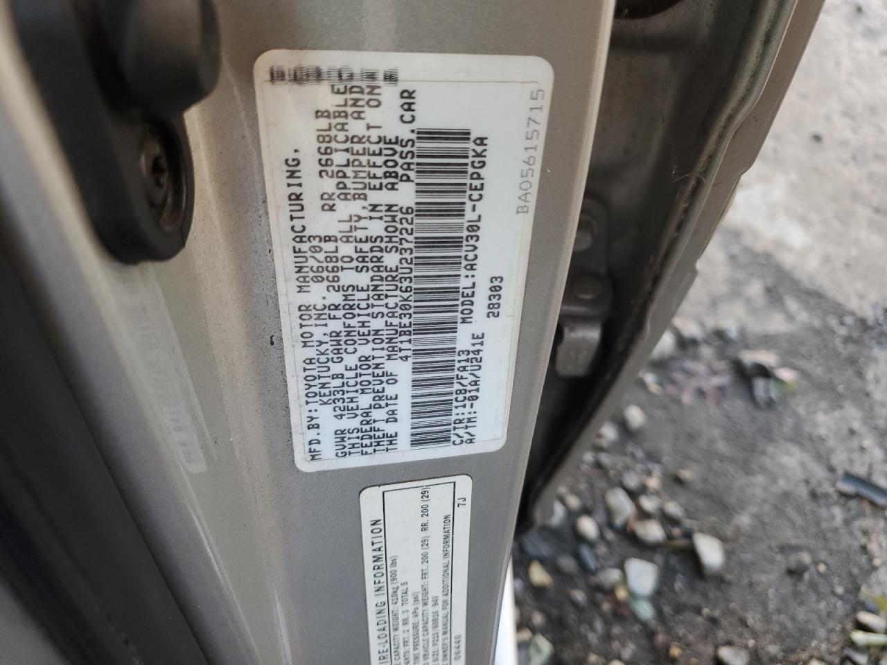 2003 TOYOTA CAMRY