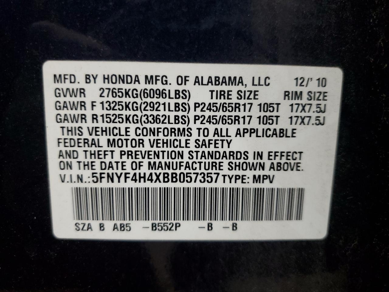 2011 HONDA PILOT
