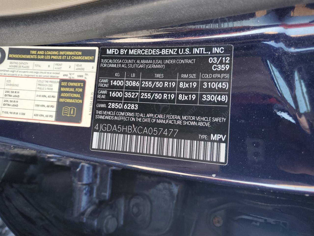 2012 MERCEDES-BENZ ML-Class