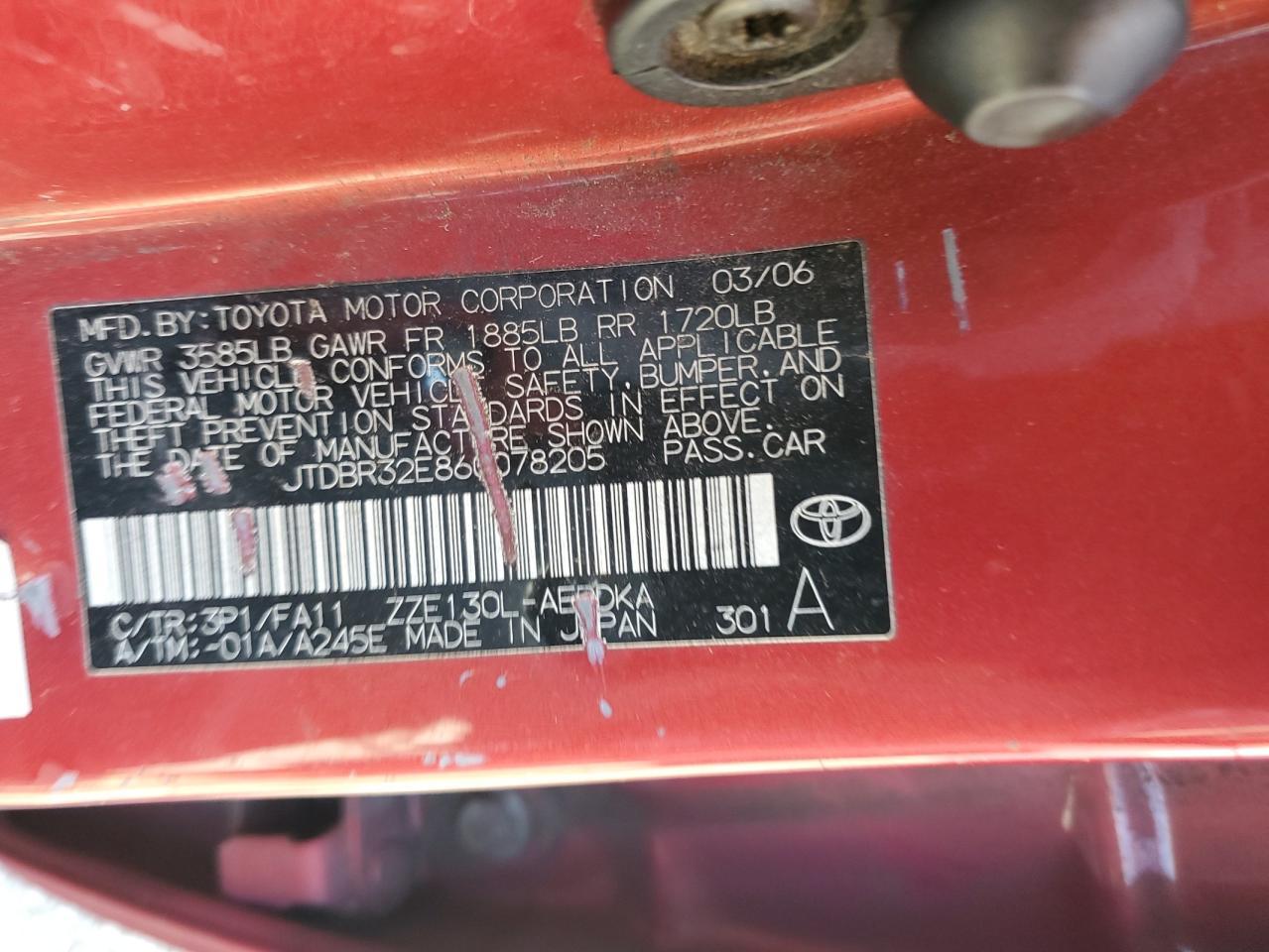 2006 TOYOTA COROLLA