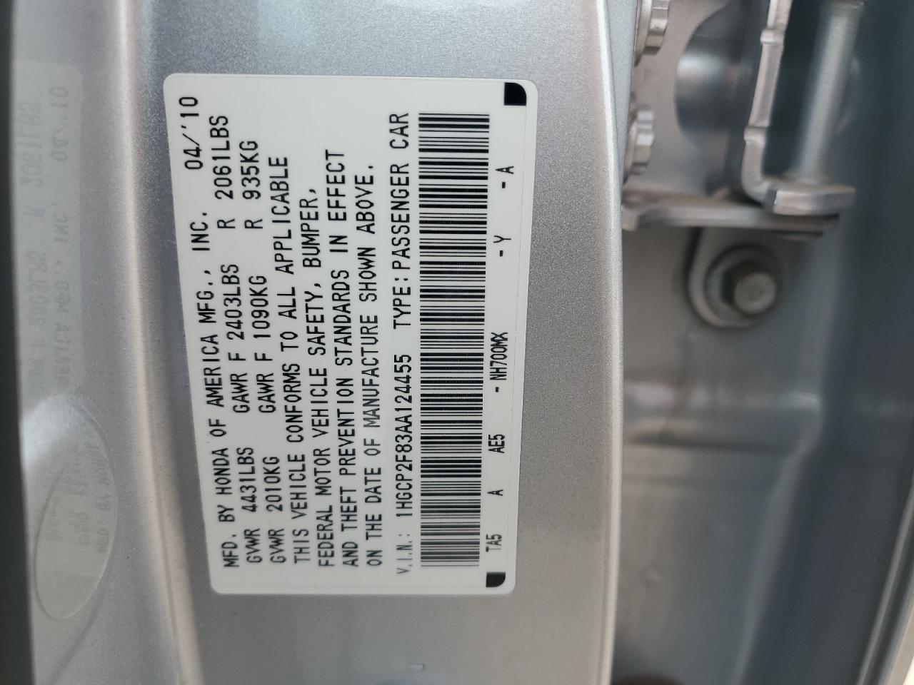 2010 HONDA ACCORD