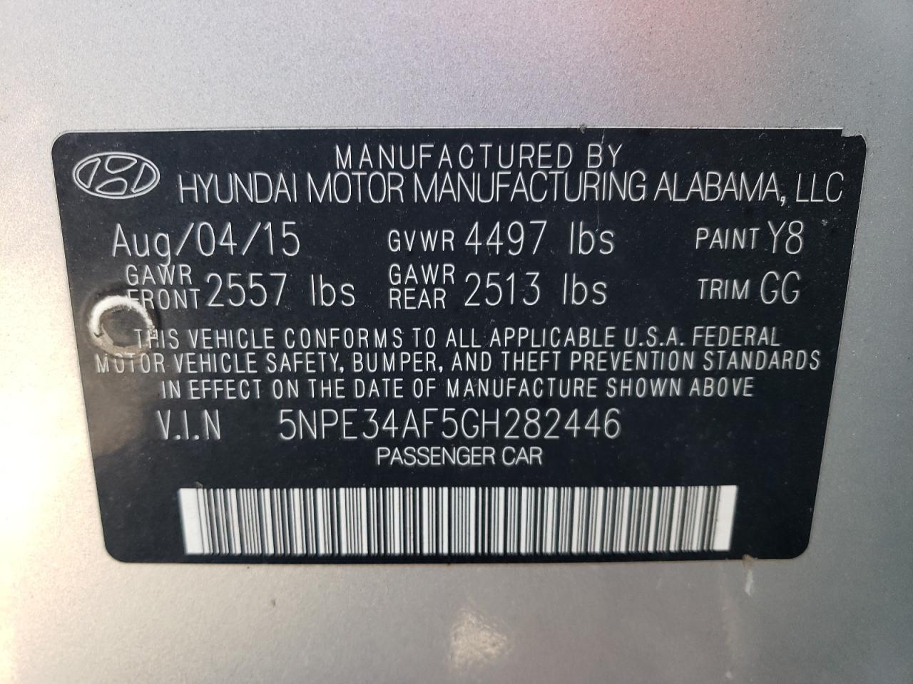 2016 HYUNDAI SONATA
