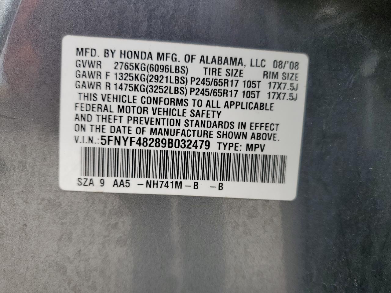 2009 HONDA PILOT