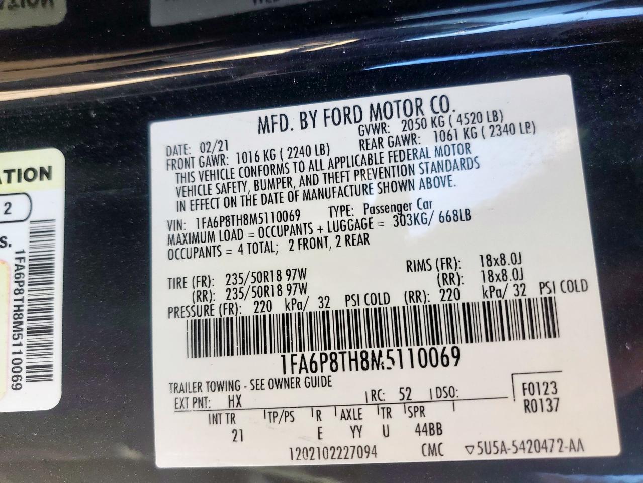 2021 FORD MUSTANG