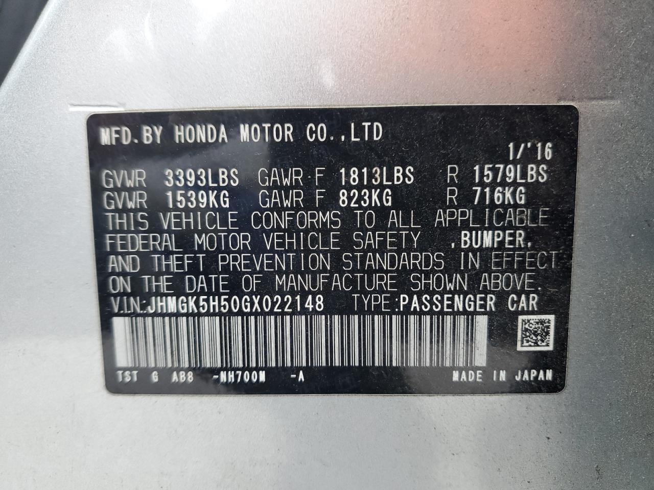 2016 HONDA FIT