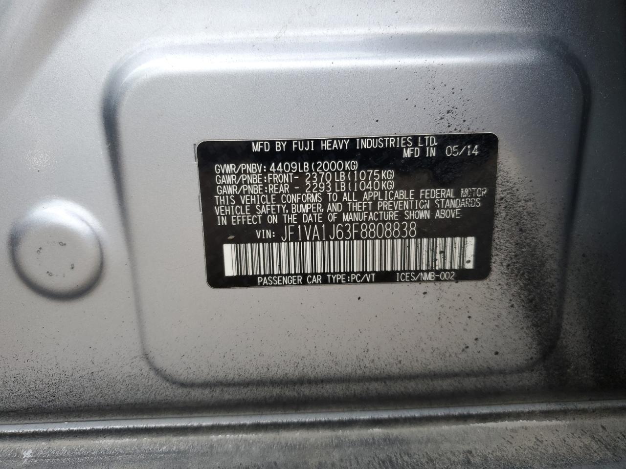 2015 SUBARU WRX