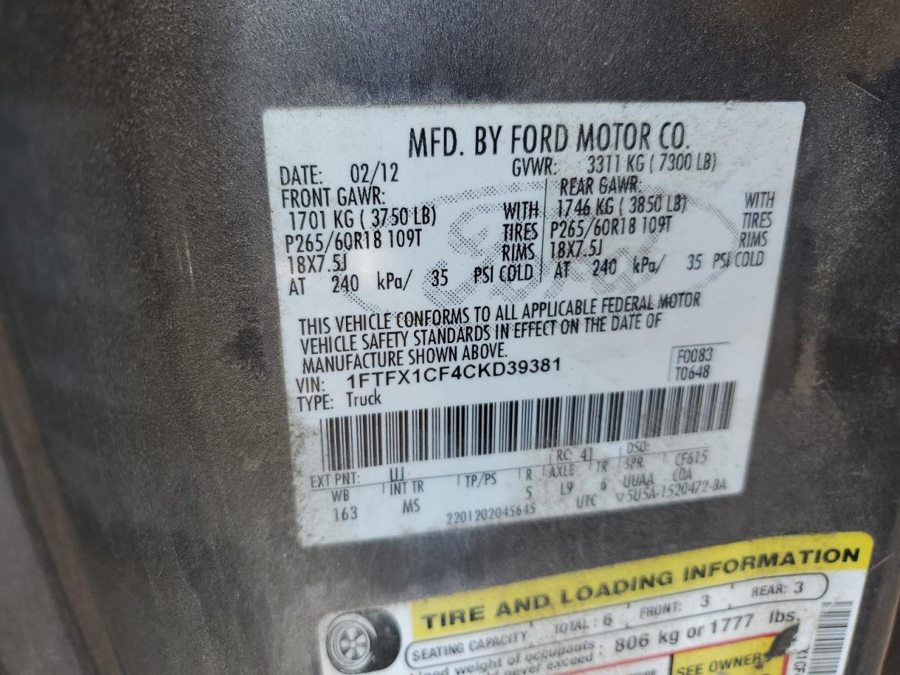 2012 FORD F-150