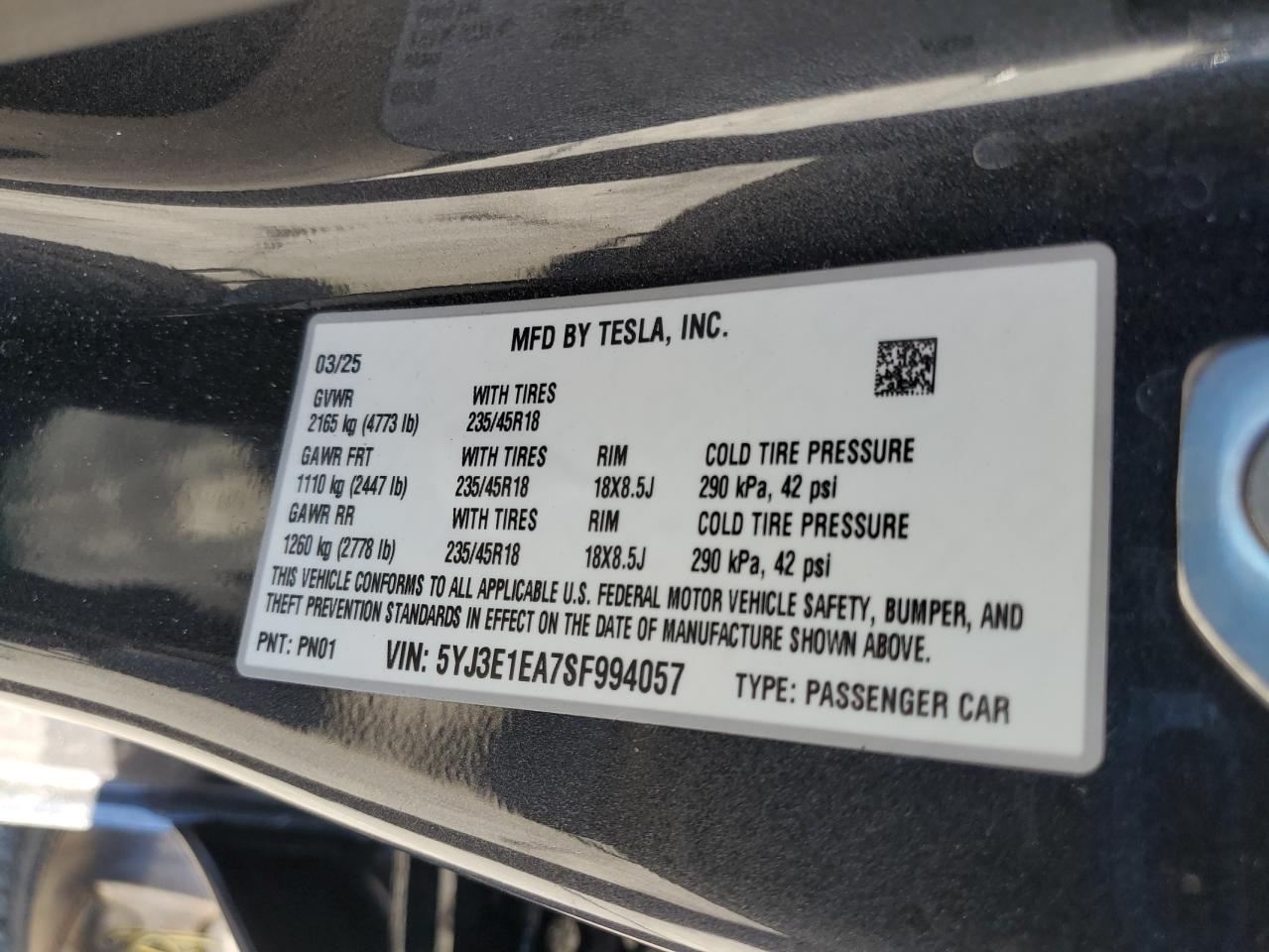 2025 TESLA MODEL 3