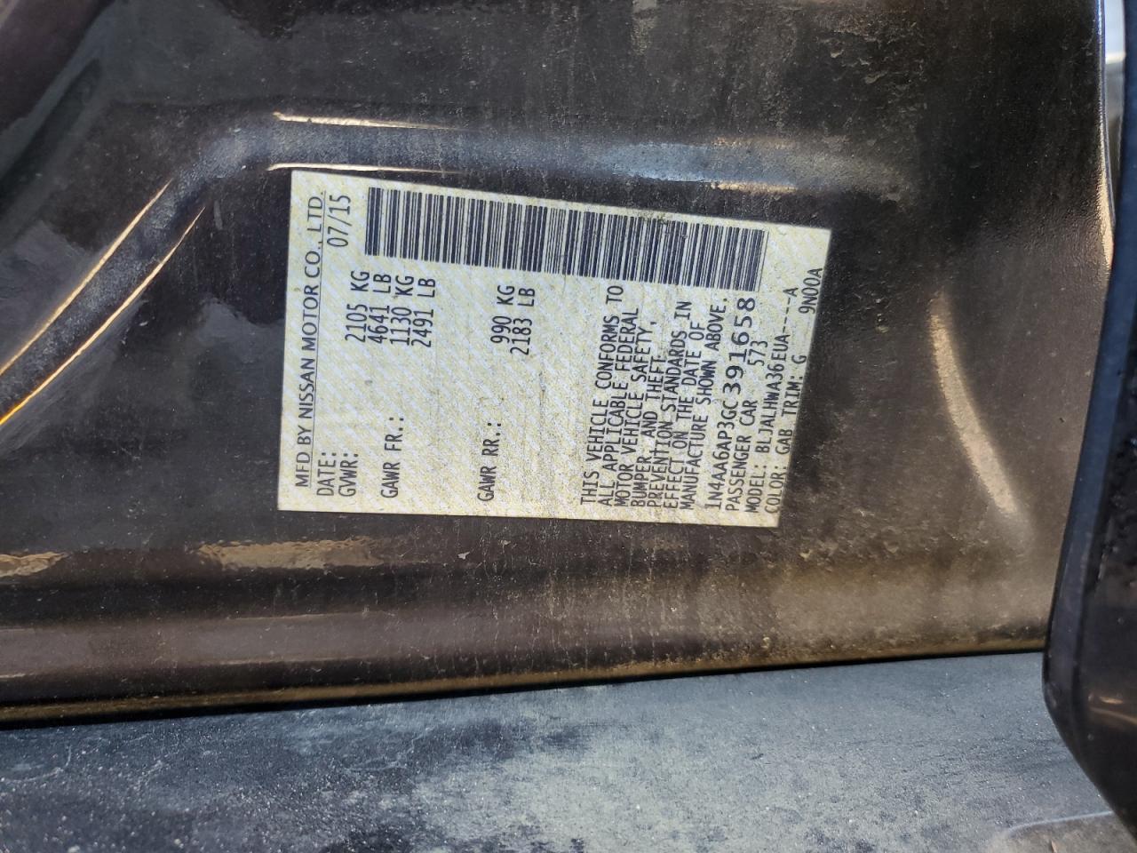 2016 NISSAN Maxima