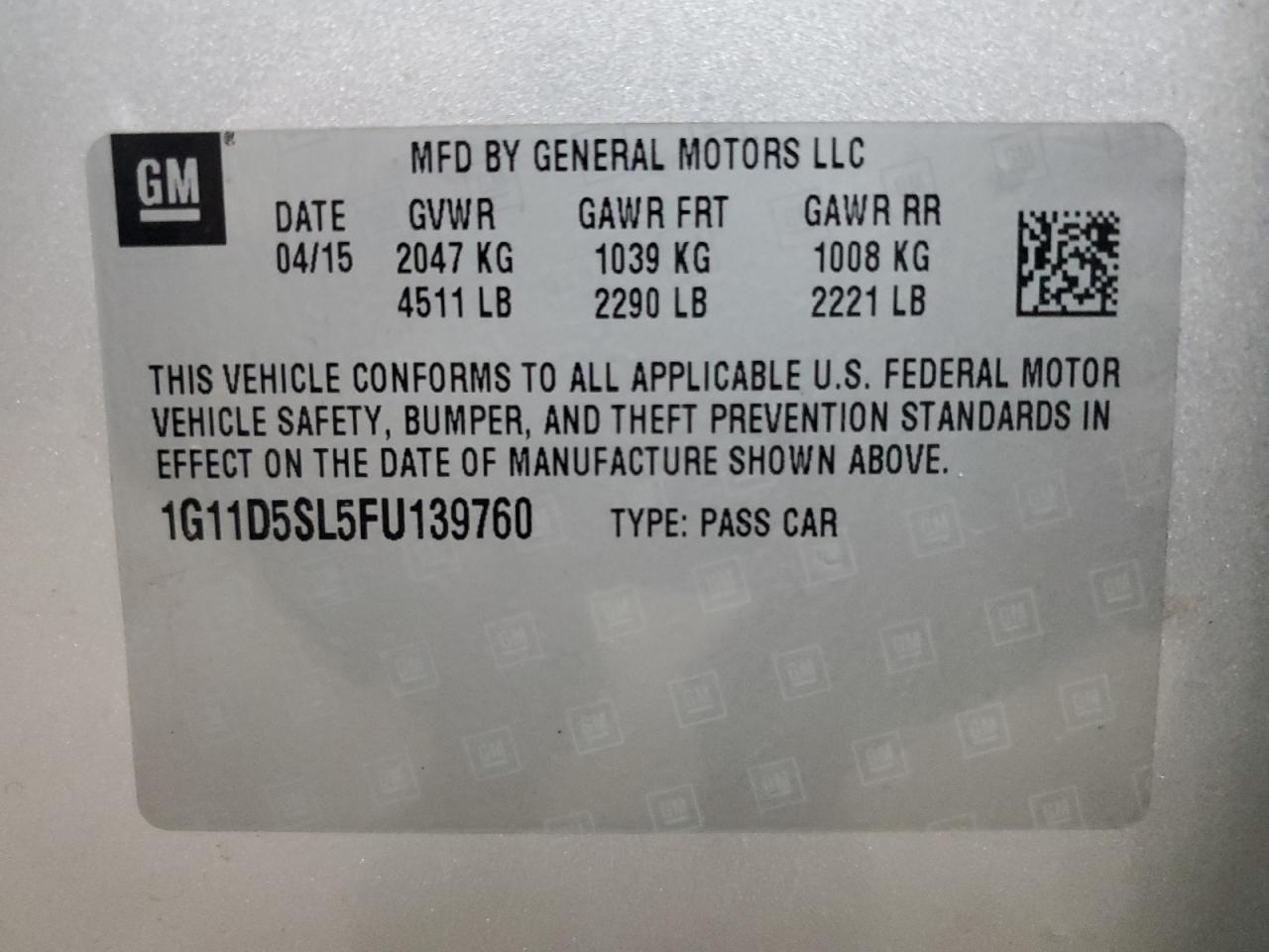 2015 CHEVROLET MALIBU