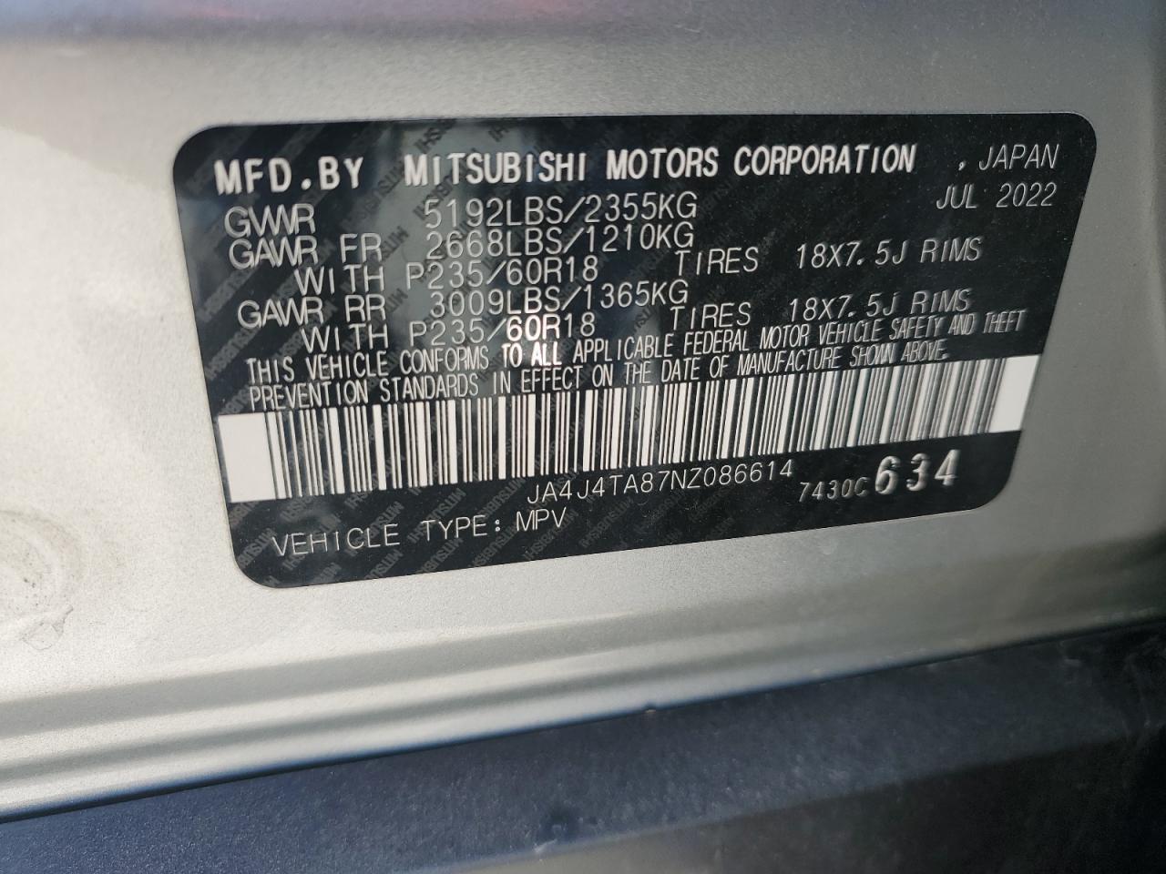 2022 MITSUBISHI outlander