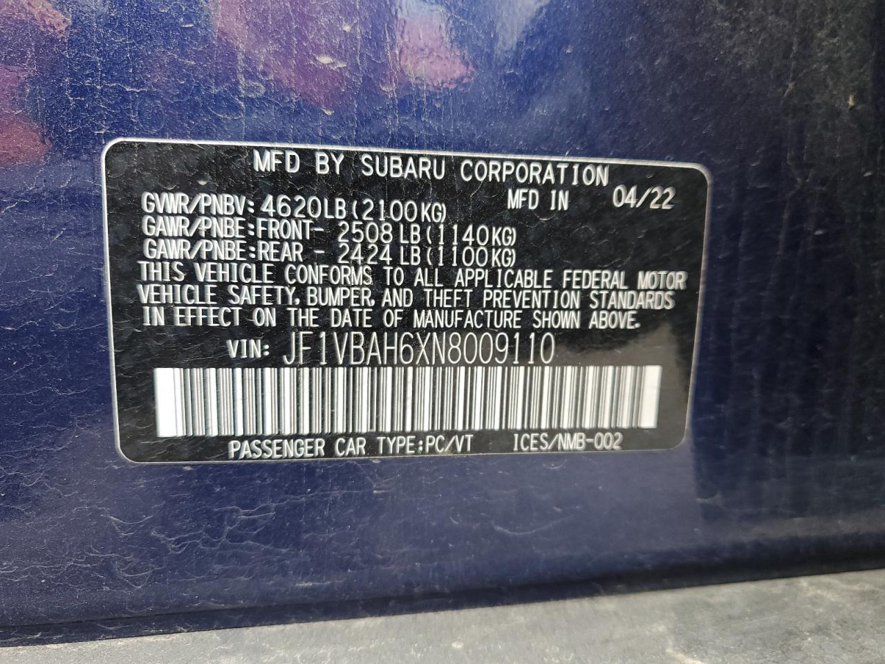 2022 SUBARU WRX